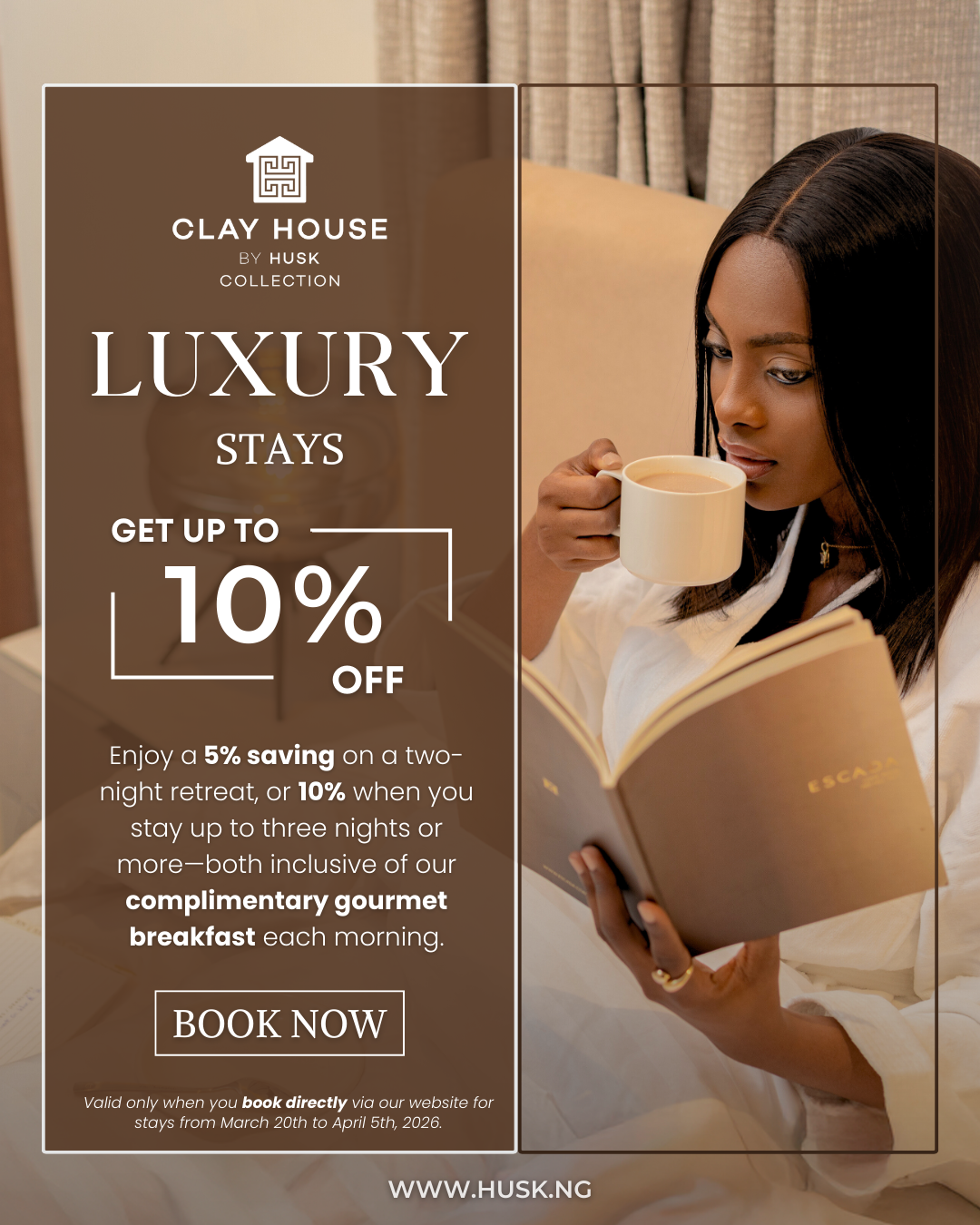 Stay more husk 10% discount